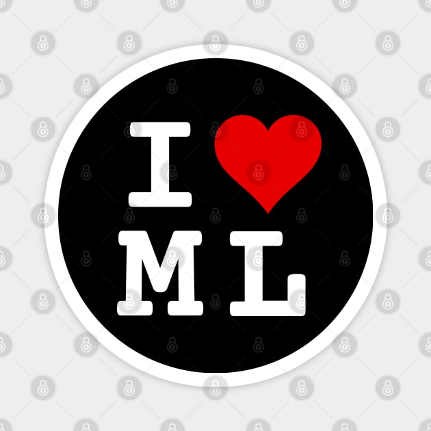 I Love ML | Stylized Abbreviation Heart Logo White Magnet by aRtVerse